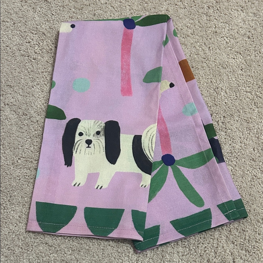 One hundred 80 Degrees Anne Bentley 2023 purple dog tea towel